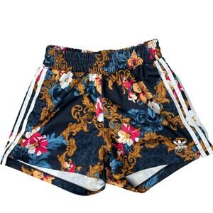 Adidas Her Studio London Floral Shorts XS Blue Multi Striped Run Workout Train